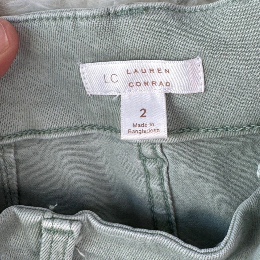 Lauren Conrad Wide Leg Pants Size 2 Sage Green High Rise Utility Boho Minimalist - Picture 3 of 9